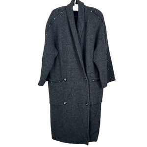 Parrots Coat Womens S Shetland Wool Italy Made Double Breasted Leather Details